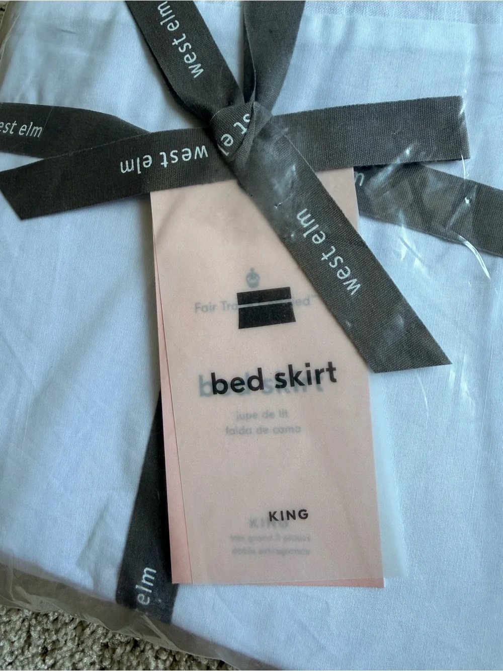 West Elm White European Flax Linen Bed Skirt King